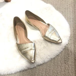 J.Crew gold D’Orsay flats